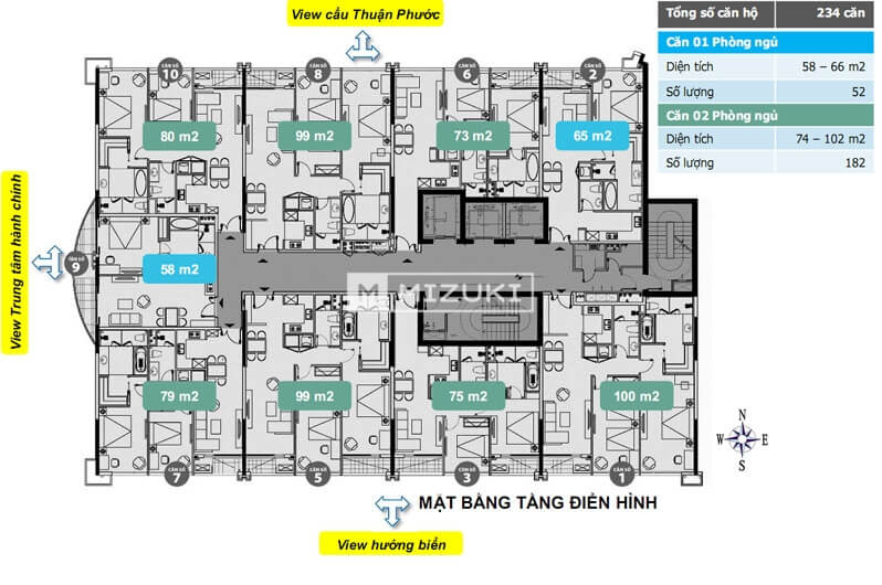 Mặt bằng tầng điển hình căn hộ Luxury Apartment Đà Nẵng